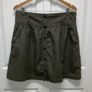 Effeti Moda linen cotton blend mini skirt, cargo khaki style, lined, size 12